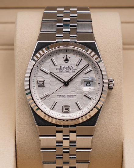 2026 Rolex Land-Dweller 40MM White "Honeycomb" Dial Flat Jubilee Bracelet (127334)