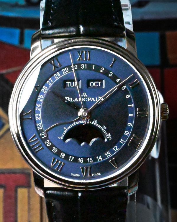 2021 Blancpain Villeret Quantième Complet 40MM Blue Dial Leather Strap (6654-3640-55B)