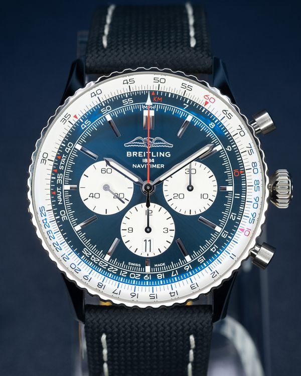 2024 Breitling Navitimer B01 Chronograph 46MM Blue Dial Texile Strap (AB0137)