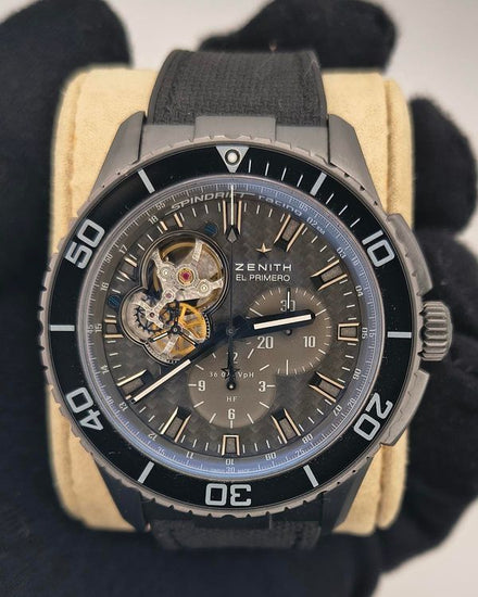2015 Zenith El Primero Stratos Spindrift 45MM Black Dial Textile Strap (75.2060.4061/21.R573)