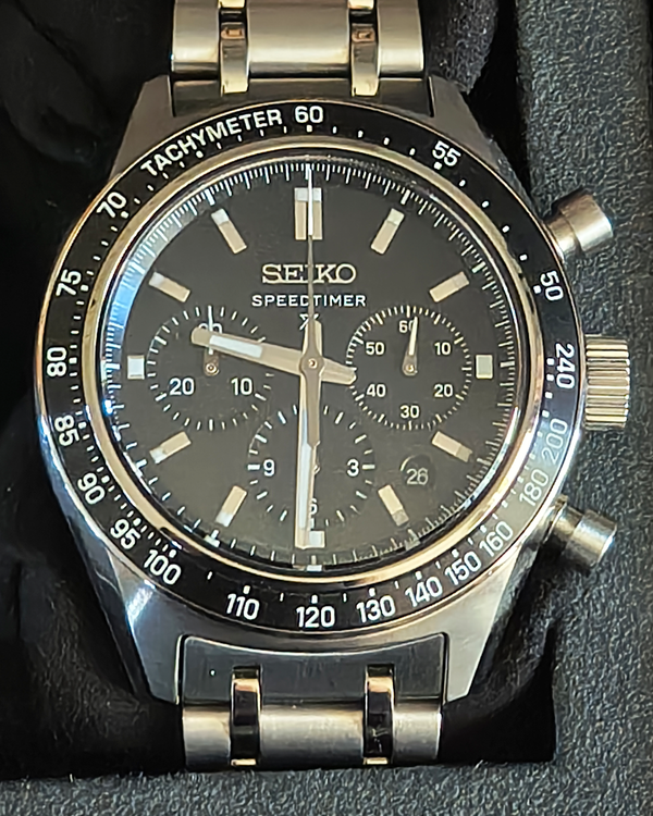 2026 Seiko Prospex Speedtimer Mechanical Chronograph 42MM Black Dial Steel Bracelet (SRQ055)