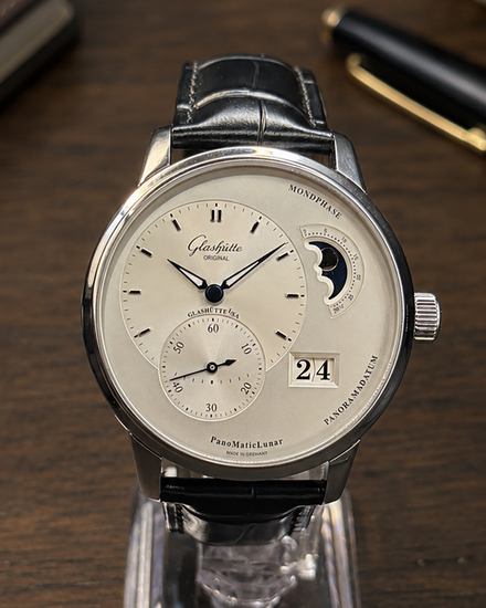 No Reserve - 2020 Glashütte Original PanoMaticLunar 40MM Silver Dial Leather Strap (1-90-02-42-32-05)