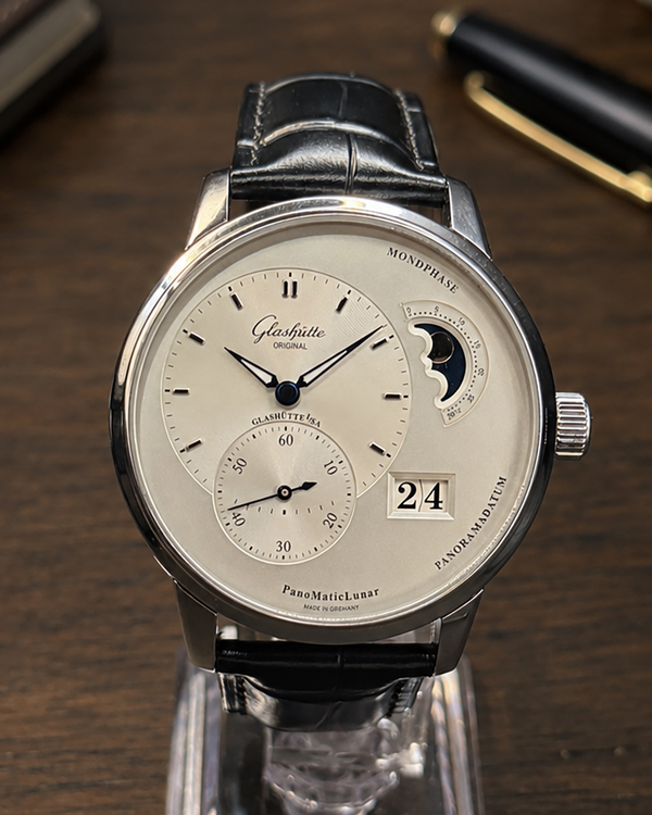 No Reserve - 2020 Glashütte Original PanoMaticLunar 40MM Silver Dial Leather Strap (1-90-02-42-32-05)