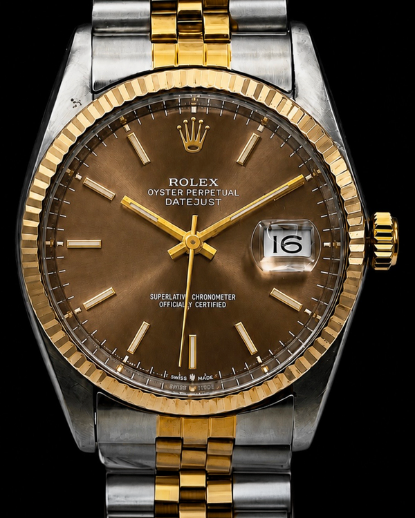 No Reserve - 1984 Rolex Datejust 36MM Aftermarket Chocolate Dial Two-Tone Jubilee Bracelet (16013)