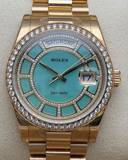 2017 Rolex Day-Date 36MM Tiffany Blue Dial Yellow Gold President Bracelet (118348)
