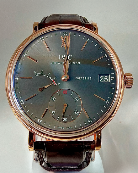 2021 IWC Schaffhausen Portofino Hand-Wound Eight Days 45MM Grey Dial Leather Strap (IW510104)