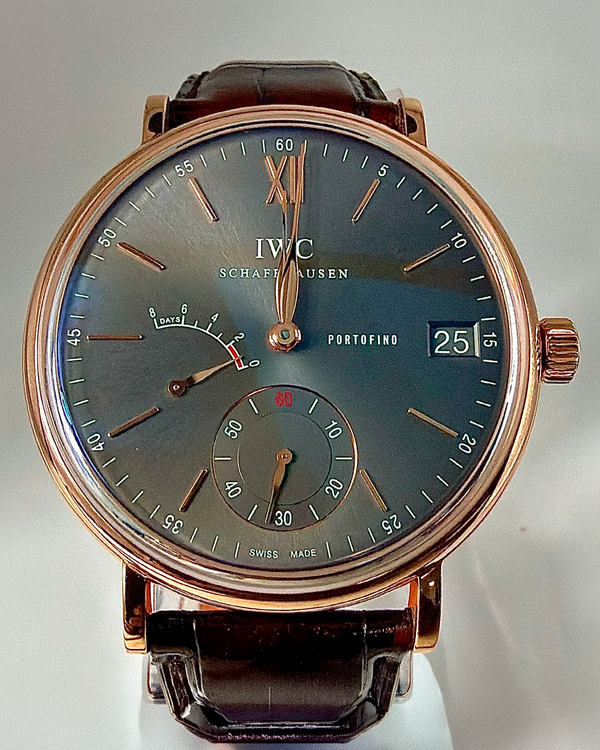 2021 IWC Schaffhausen Portofino Hand-Wound Eight Days 45MM Grey Dial Leather Strap (IW510104)