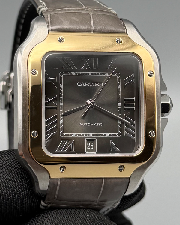 2025 Cartier Santos De Cartier 39.8MM Grey Dial Leather Strap (W2SA0030)