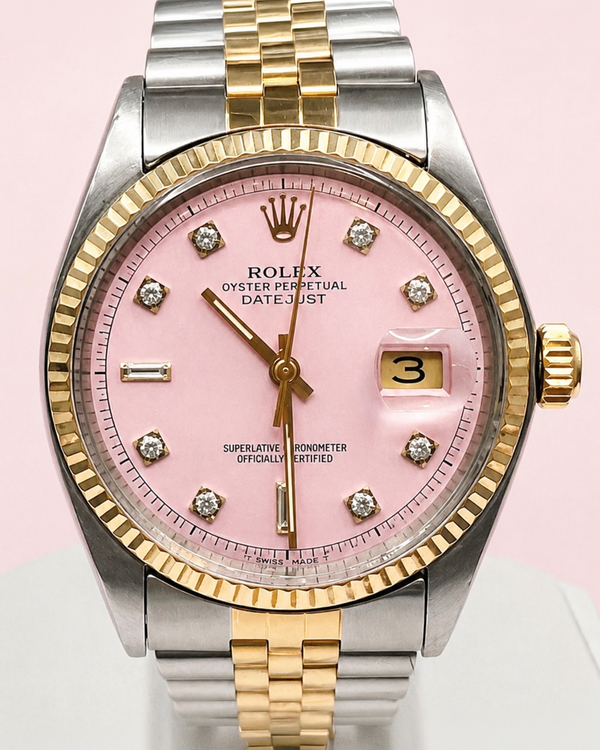 No Reserve - Rolex Datejust 36MM Aftermarket Pink Dial Aftermarket Two-Tone Jubilee Bracelet (1601)