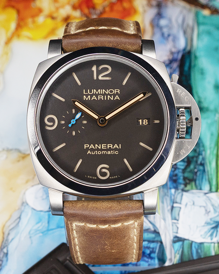 No Reserve - 2018 Panerai Luminor Marina 1950 3 Days 44MM Brown Dial Leather Strap (PAM01351)