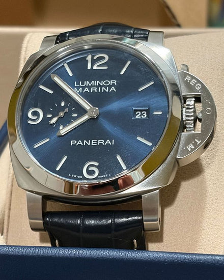 2025 Panerai Luminor Marina 44MM Blue Dial Leather Strap (PAM03313)