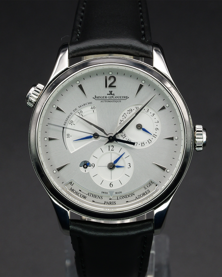 No Reserve - 2019 Jaeger-LeCoultre Master Geographic 39MM Silver Dial Leather Strap (Q1428421)