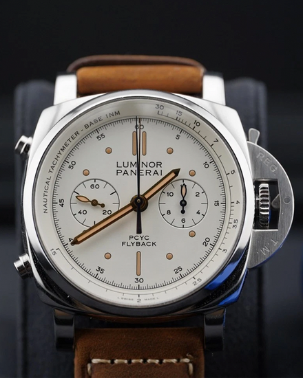 2018 Panerai Luminor PCYC 1950 3 Days Chrono Flyback L.E. 44MM White Dial Leather Strap (PAM00654)