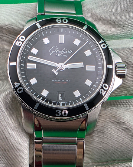 2016 Glashütte Original Sport Evolution 42MM Black Dial Steel Bracelet (39-21-06-03-14)