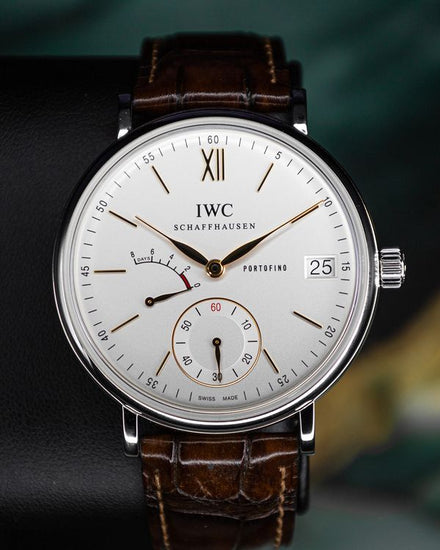 No Reserve - 2020 IWC Schaffhausen Portofino Hand-Wound 8 Days 45MM White Dial Leather Strap (IW510103)