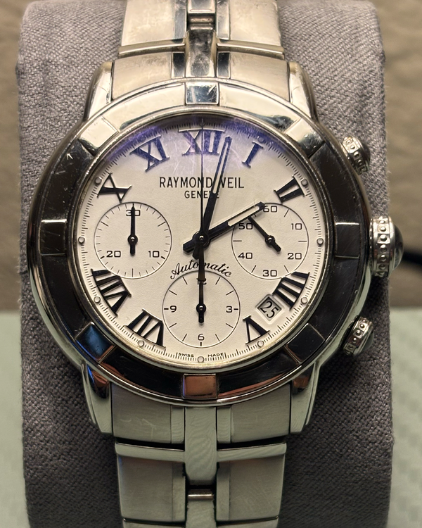 No Reserve - 2003 Raymond Weil Parsifal 41MM White Dial Steel Bracelet (7241-ST-00208)