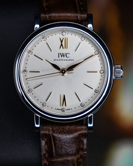 No Reserve - 2022 IWC Schaffhausen Portofino 34MM Silver Dial Leather Strap (IW357403)