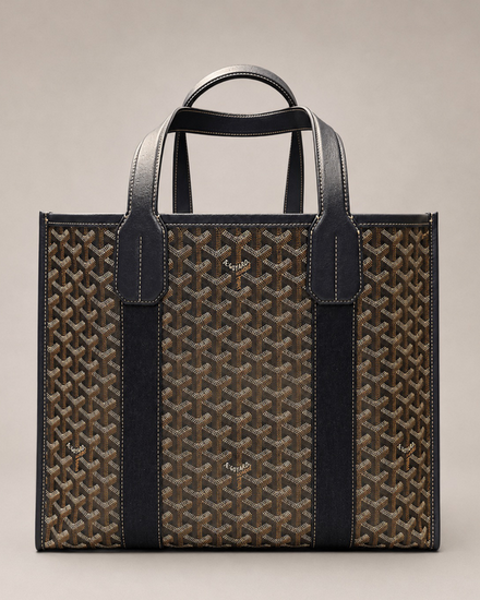 Goyard Villette MM Tote Navy Goyardine Canvas Hulot Dog Leather Strap (Villette MM)