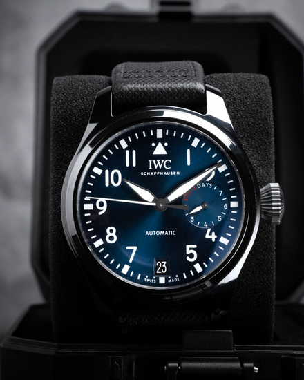 IWC Schaffhausen Pilot Top Gun "Rodeo Drive" L.E. 46MM Blue Dial Aftermarket Leather Strap (IW502003)