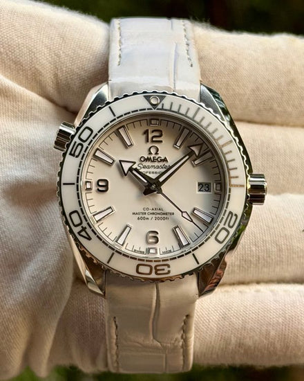 2019 Omega Seamaster Planet Ocean 600M 39.5MM White Dial Leather Strap (215.33.40.20.04.001)