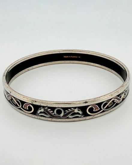 No Reserve - Hermès Accessories Bangle 8.5IN Bracelet Palladium Plated Equestrian Motif (Hermès Bracelet)