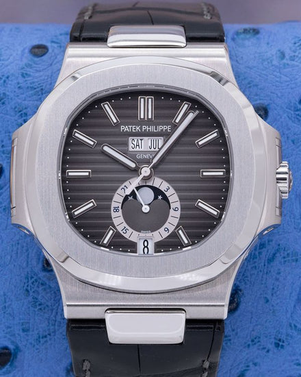 2020 Patek Philippe Nautilus Annual Calendar 40.5MM Grey Dial Leather Strap (5726/1A-001)