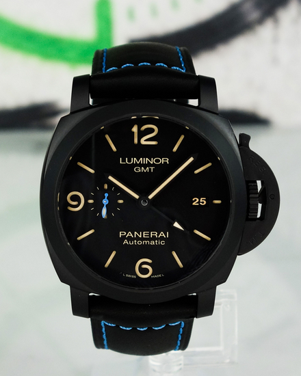 2023 Panerai Luminor 1950 3 Days GMT 44MM Black Dial Leather Strap (PAM01441)