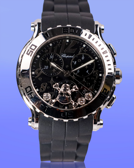 No Reserve - Chopard Happy Sport 42MM Quartz Black Dial Rubber Strap (288499)