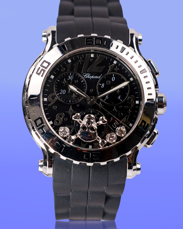 No Reserve - Chopard Happy Sport 42MM Quartz Black Dial Rubber Strap (288499)