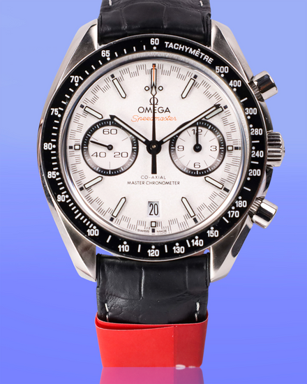 No Reserve - 2021 Omega Speedmaster Racing 44.25MM White Dial Leather Strap (329.30.44.51.04.001)
