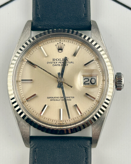 No Reserve - Rolex Datejust 36MM Silver Dial Aftermarket Leather Strap (1601)