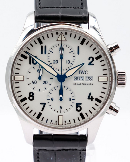 2018 IWC Schaffhausen Pilot 150 Years "Stahl" Edition 43MM White Dial Leather Strap (IW377725)