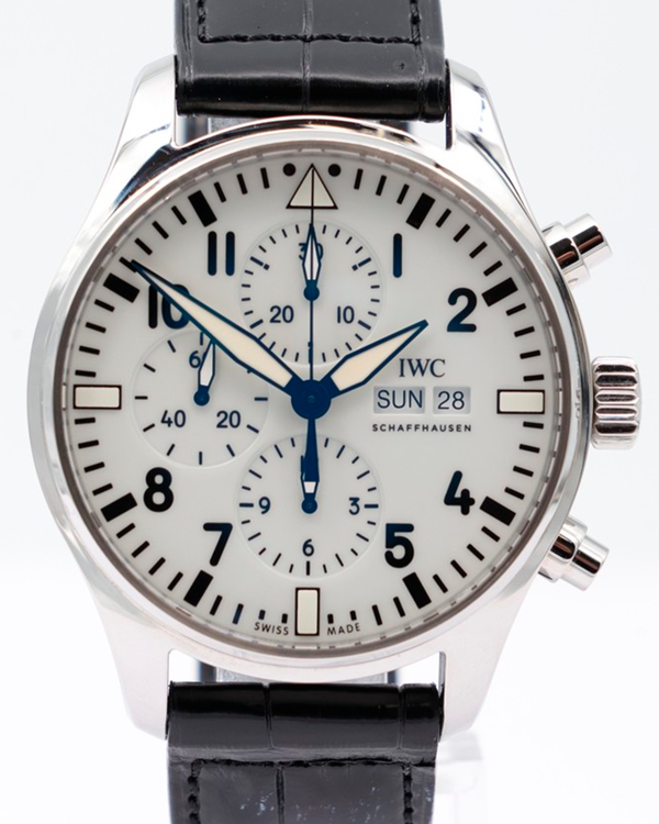 2018 IWC Schaffhausen Pilot 150 Years "Stahl" Edition 43MM White Dial Leather Strap (IW377725)