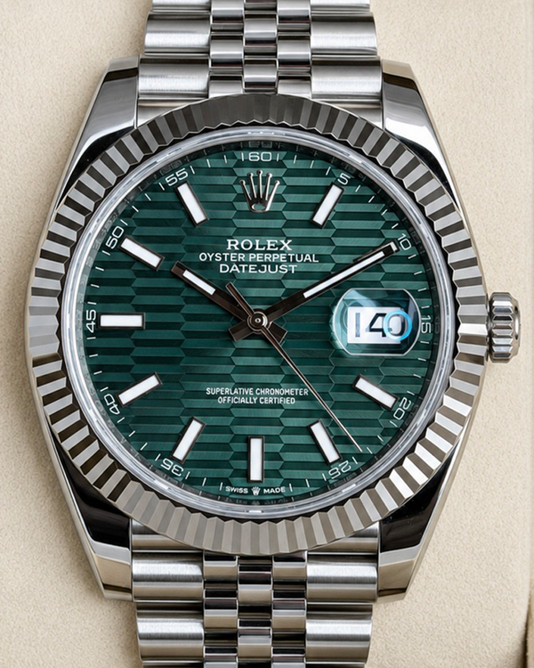 No Reserve - 2024 Rolex Datejust 41MM Green Fluted Dial Jubilee Bracelet (126334)