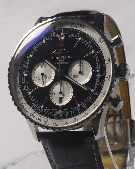 No Reserve - 2021 Breitling Navitimer 1 B01 Chronograph 46MM Black Dial Leather Strap (AB0137211B1P1)