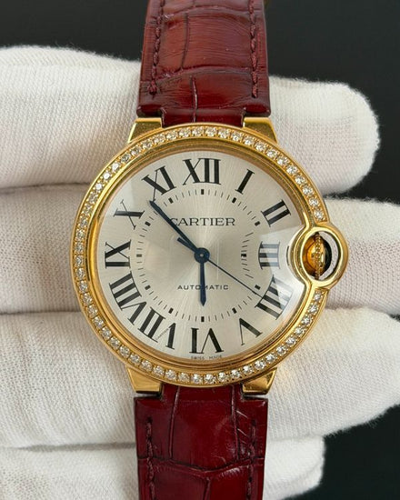 2018 Cartier Ballon Bleu 36MM Silver Dial Leather Strap (WJBB0034)