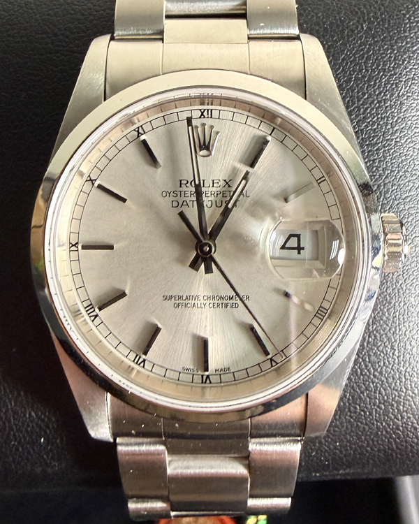 No Reserve - Rolex Datejust 36MM Silver Dial Oyster Bracelet (16200)