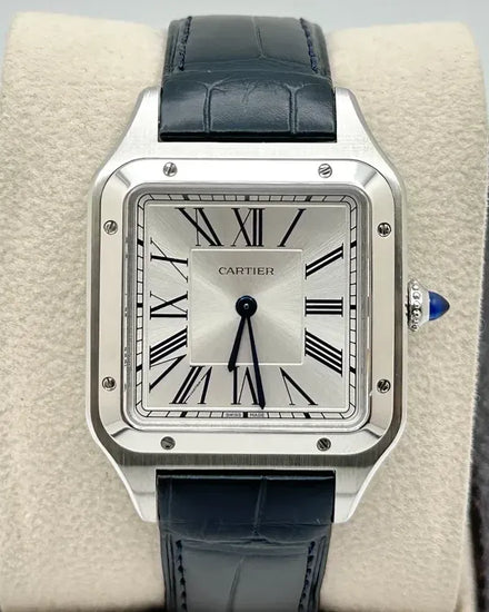 2025 Cartier Santos Dumont Large 43.5MM Silver Dial Leather Strap (WSSA0085)