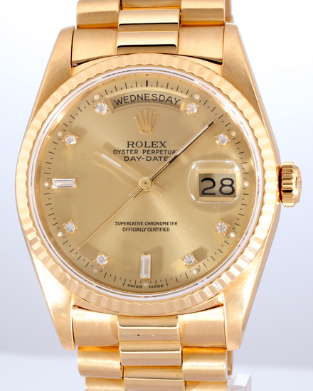 1989 Rolex Day-Date 36MM Champagne Dial Yellow Gold President Bracelet (18238)