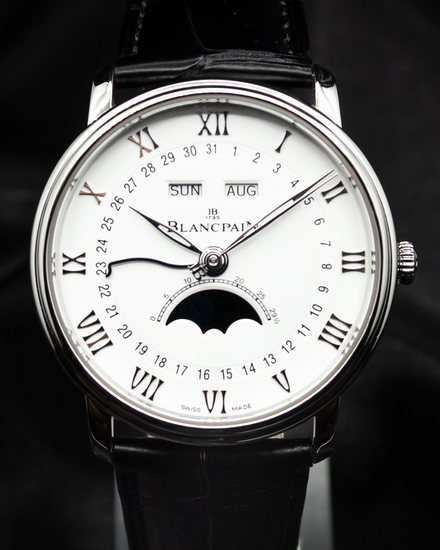 No Reserve - 2024 Blancpain Villeret Quantième Complet Phases de Lune 40MM White Dial Leather Strap (6654-1127-55B)