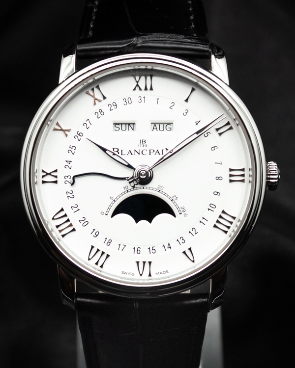 No Reserve - 2024 Blancpain Villeret Quantième Complet Phases de Lune 40MM White Dial Leather Strap (6654-1127-55B)