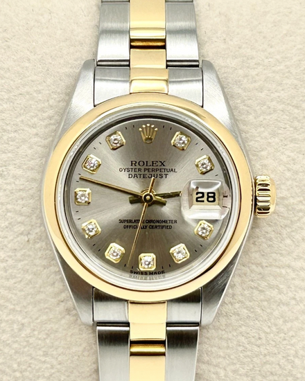 2000 Rolex Lady-Datejust 26MM Silver Diamond Dial Two-Tone Oyster Bracelet (79163)