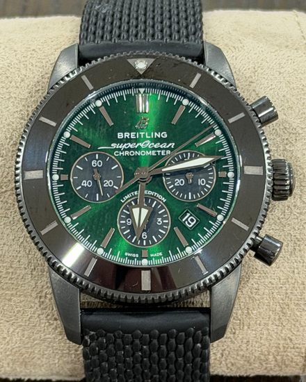No Reserve - 2021 Breitling Superocean Heritage B01 Chronograph L.E. 44MM Green Dial Rubber Strap (MB0162)