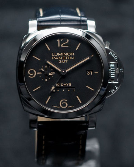 2017 Panerai Luminor 1950 10 Days GMT 44MM Black Dial Leather Strap (PAM00533)
