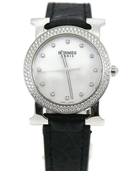 Hermès Heure H 31MM Quartz Mother of Pearl Dial Leather Strap (HR1.530)