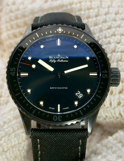 No Reserve - 2024 Blancpain Fifty Fathoms Bathyscaphe 43.6MM Black Dial Textile Strap (5000-0130-B52A)