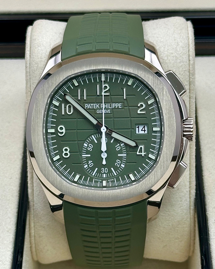 2026 Patek Philippe Aquanaut Chronograph 42.2MM Green Dial Rubber Strap (5968G-010)