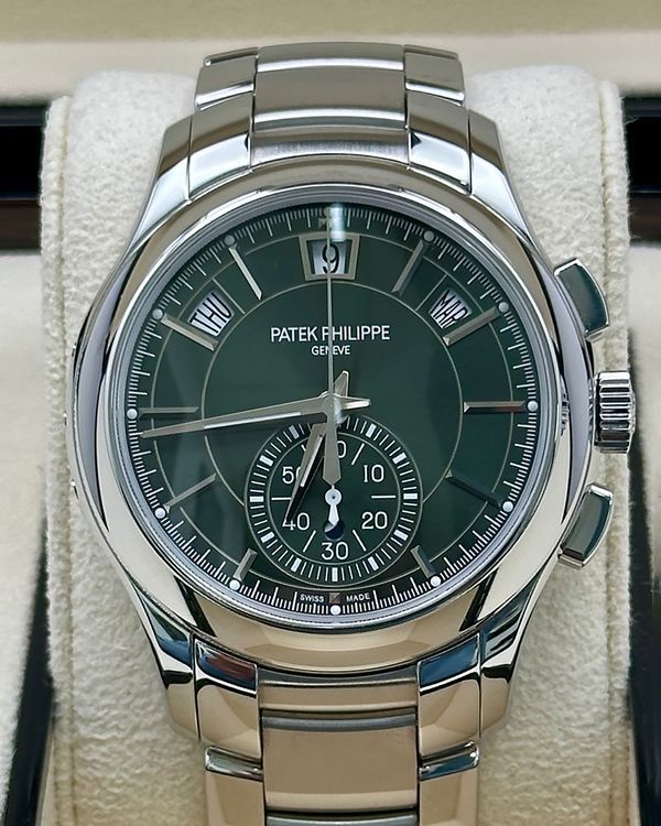 2024 Patek Philippe Annual Calendar Chronograph 42MM "Olive" Green Dial Steel Bracelet (5905/1A-001)