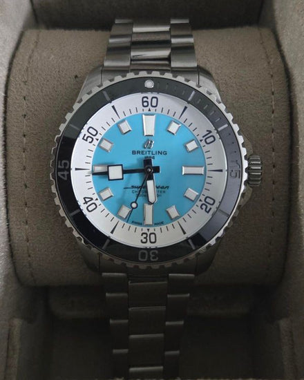 2025 Breitling Superocean 44MM Turquoise Dial Steel Bracelet (A17376)