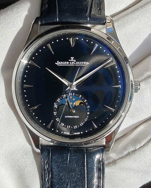 (Working) 2021 Jaeger-LeCoultre Master Ultra Thin Moon 39MM Black Dial Leather Strap (Q1368470)
